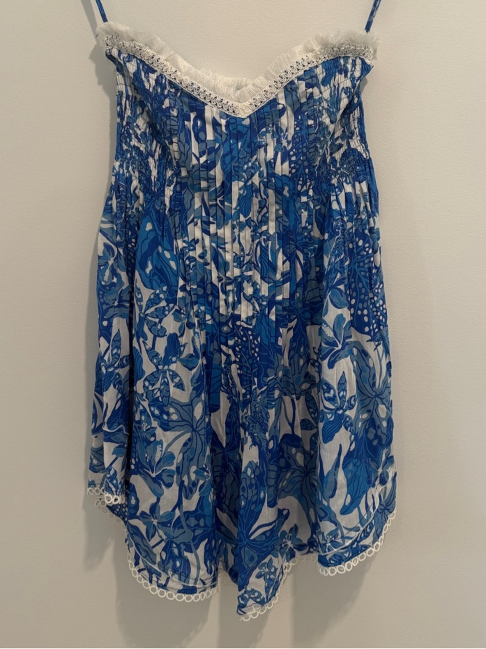 Poupette St. Barths: Blue & White Floral Strapless Sundress